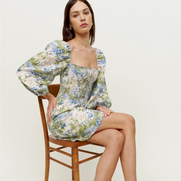 REFORMATION Greyson linen dress. color hillside - Picture 1 of 2